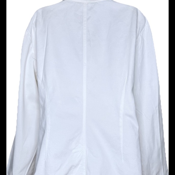 Vintage Women’s Floral Embroidered Blazer XL White Blue 2 Mid-Length Unbranded - Picture 7 of 10